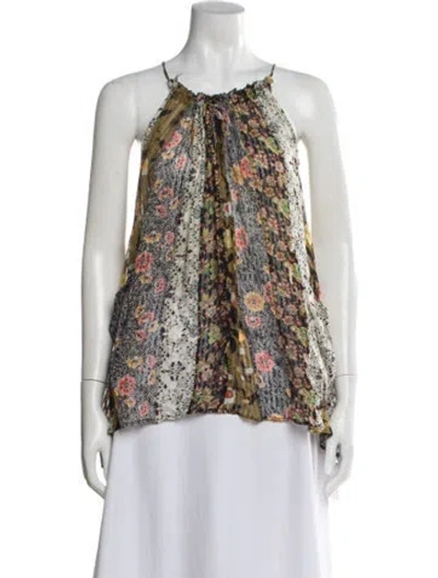 Pre-owned Isabel Marant Silk Floral Print Top In Neutral