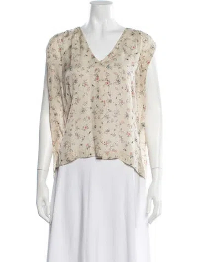 Pre-owned Isabel Marant Silk Floral Print Top In Neutral