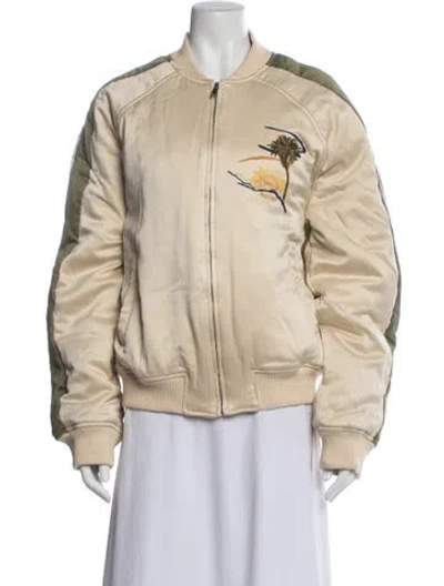 Pre-owned Isabel Marant Silk Graphic Print Bomber Jacket In Neutrals