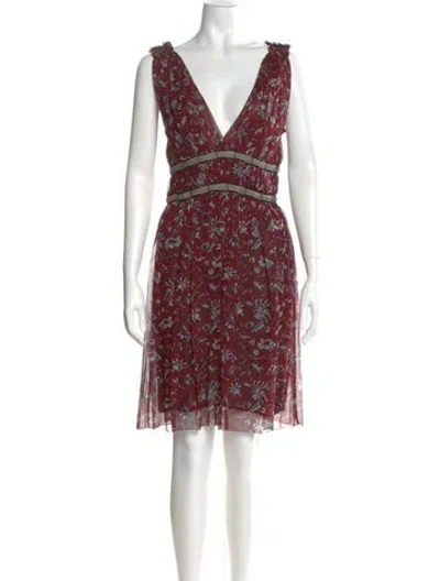 Pre-owned Isabel Marant Silk Knee-length Dress In Burgundy