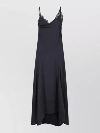 Isabel Marant Aloise Lace-trimmed Silk-blend Satin Maxi Dress In Black