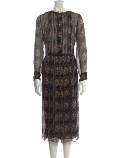 Pre-owned Isabel Marant Silk Long Dress In Black