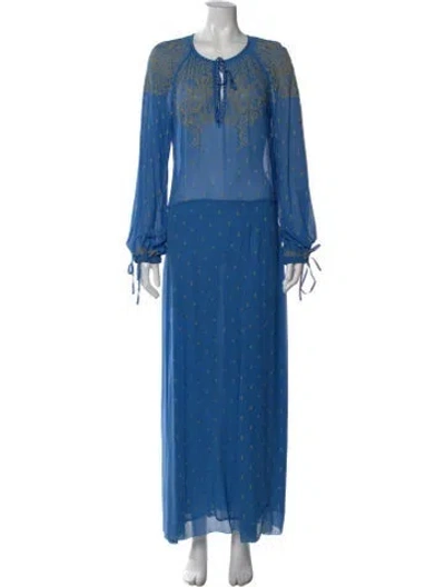 Pre-owned Isabel Marant Silk Long Dress In Blue