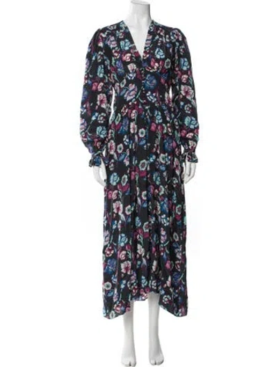 Pre-owned Isabel Marant Silk Long Dress In Blue