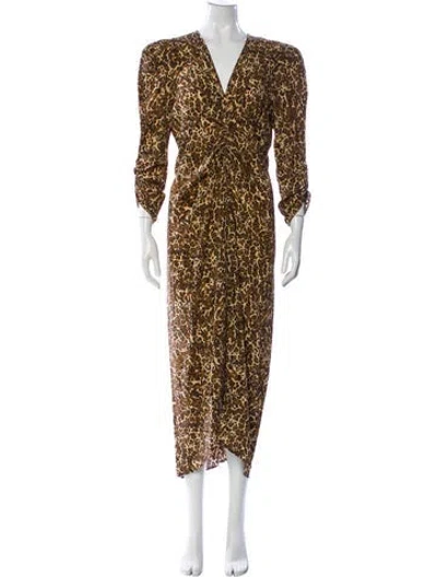 Pre-owned Isabel Marant Silk Long Dress In Brown