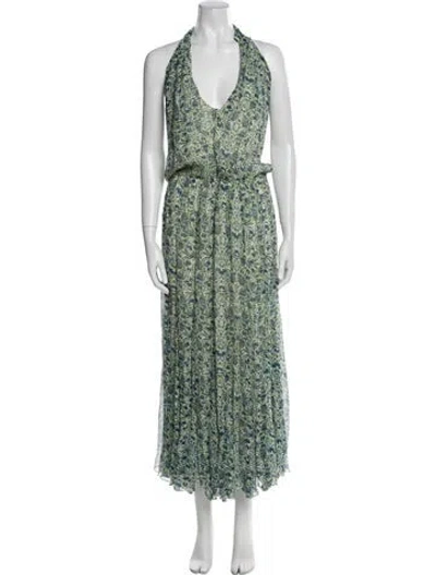 Pre-owned Isabel Marant Silk Long Dress In Green