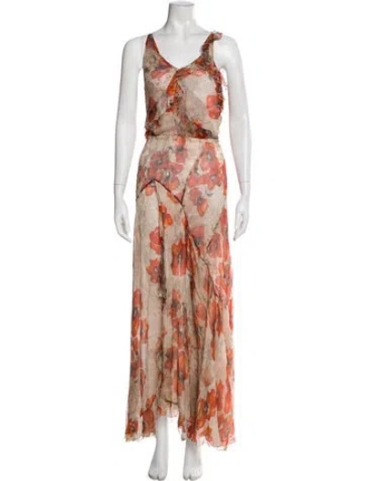 Pre-owned Isabel Marant Silk Long Dress In Neutral