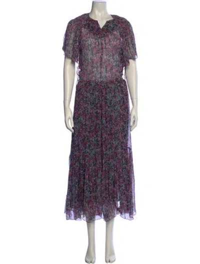 Pre-owned Isabel Marant Silk Long Dress In Purple