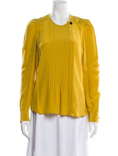 Pre-owned Isabel Marant Silk Long Sleeve Blouse In Yellow