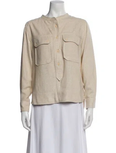 Pre-owned Isabel Marant Silk Long Sleeve Button-up Top In Neutral