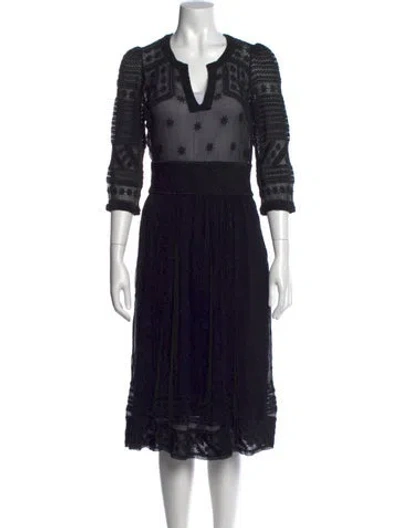 Pre-owned Isabel Marant Silk Midi Length Dress In Black