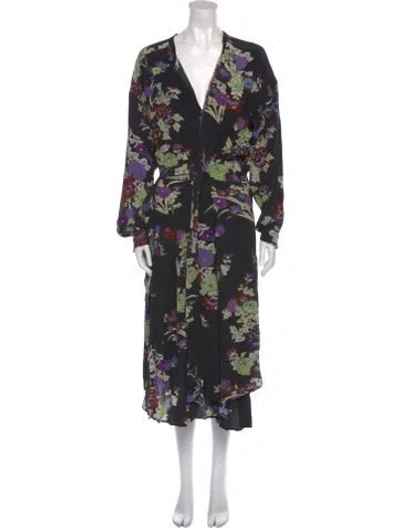 Pre-owned Isabel Marant Silk Midi Length Dress In Black
