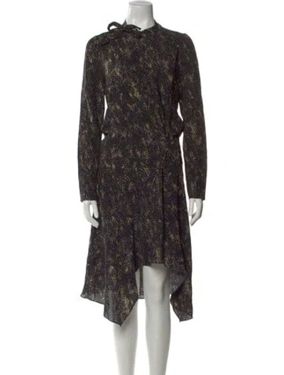 Pre-owned Isabel Marant Silk Midi Length Dress In Black