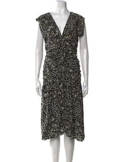 Pre-owned Isabel Marant Silk Midi Length Dress In Black