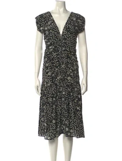 Pre-owned Isabel Marant Silk Midi Length Dress In Black
