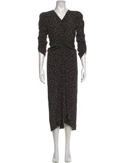 Pre-owned Isabel Marant Silk Midi Length Dress In Black