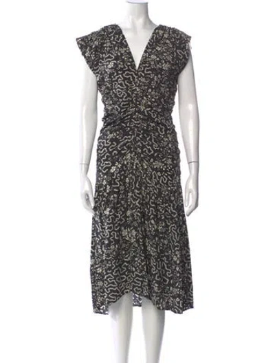 Pre-owned Isabel Marant Silk Midi Length Dress In Black