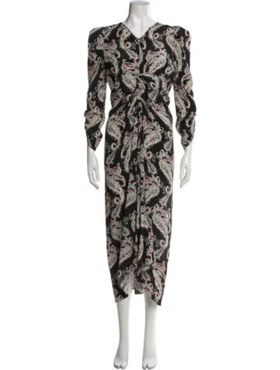 Pre-owned Isabel Marant Silk Midi Length Dress In Black