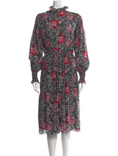 Pre-owned Isabel Marant Silk Midi Length Dress In Black