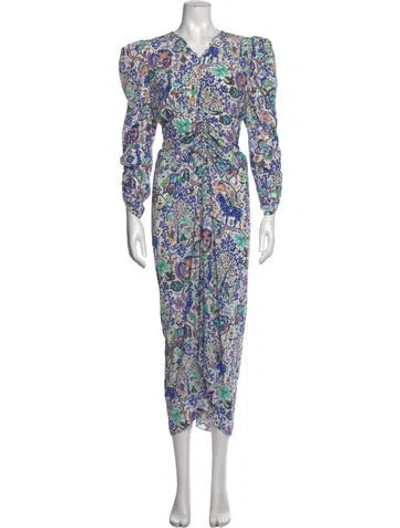 Pre-owned Isabel Marant Silk Midi Length Dress In Blue