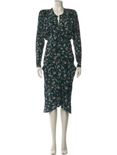 Pre-owned Isabel Marant Silk Midi Length Dress In Green