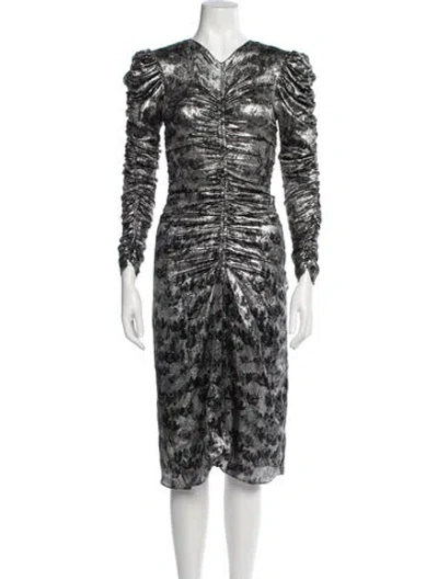 Pre-owned Isabel Marant Silk Midi Length Dress In Metallic/silver