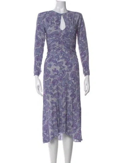 Pre-owned Isabel Marant Silk Midi Length Dress In Purple