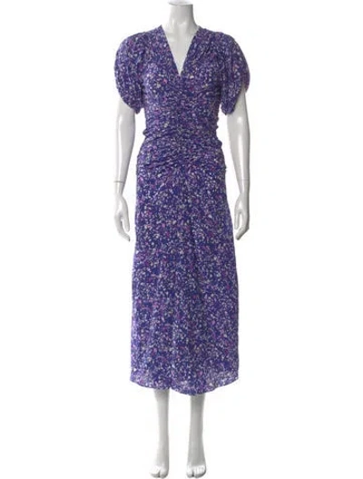 Pre-owned Isabel Marant Silk Midi Length Dress In Purple