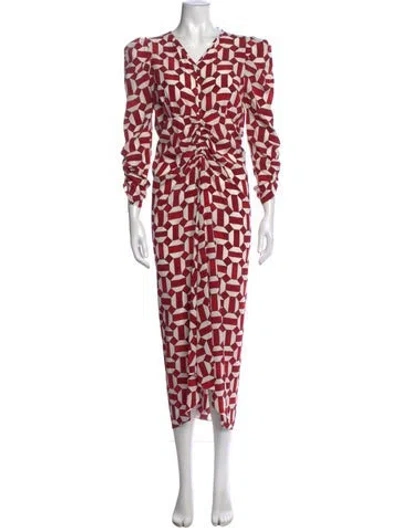 Pre-owned Isabel Marant Silk Midi Length Dress In Red