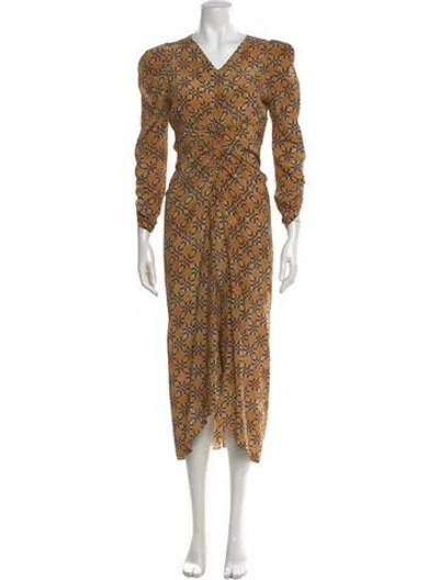 Pre-owned Isabel Marant Silk Midi Length Dress In Yellow