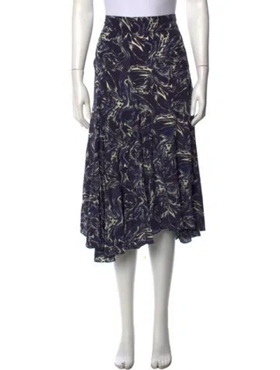 Pre-owned Isabel Marant Silk Midi Length Skirt W/ Tags In Blue