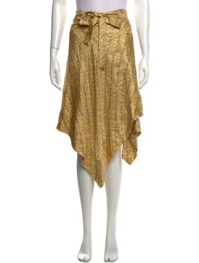 Pre-owned Isabel Marant Silk Midi Length Skirt In Yellow