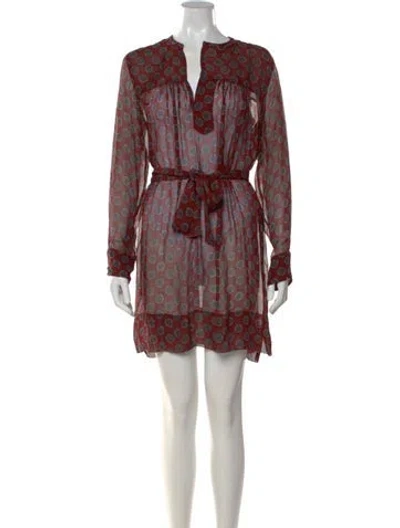 Pre-owned Isabel Marant Silk Mini Dress In Burgundy