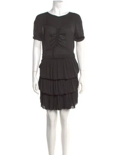 Pre-owned Isabel Marant Silk Mini Dress In Gray