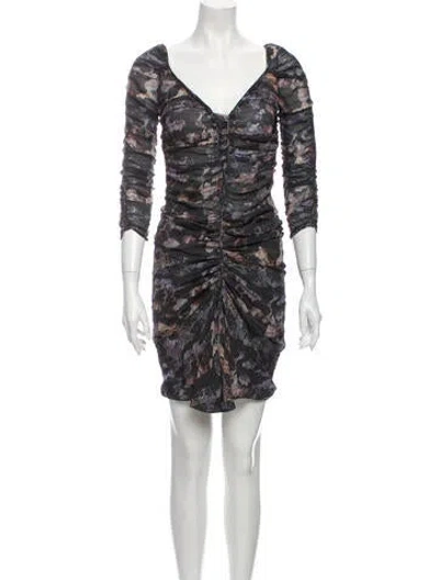 Pre-owned Isabel Marant Silk Mini Dress In Gray