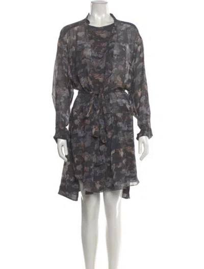 Pre-owned Isabel Marant Silk Mini Dress In Gray