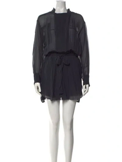 Pre-owned Isabel Marant Silk Mini Dress In Gray