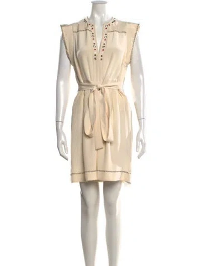 Pre-owned Isabel Marant Silk Mini Dress In Neutral