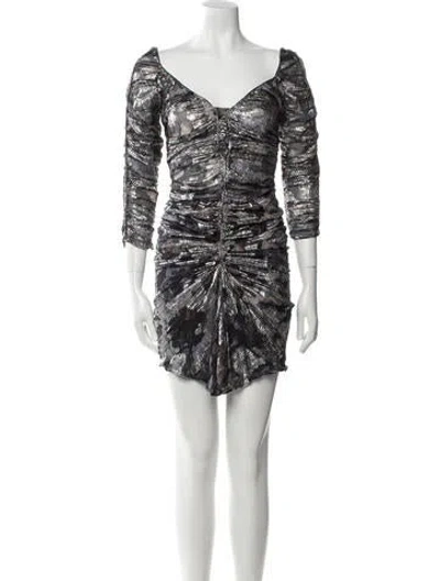 Pre-owned Isabel Marant Silk Mini Dress In Silver