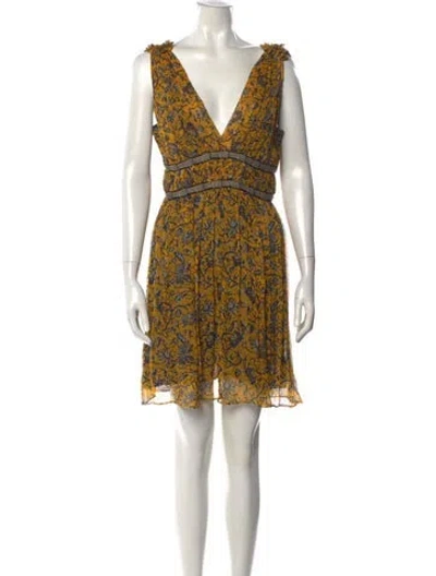 Pre-owned Isabel Marant Silk Mini Dress In Yellow
