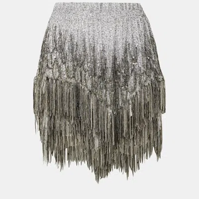 Pre-owned Isabel Marant Silk Mini Skirt 38 In Grey