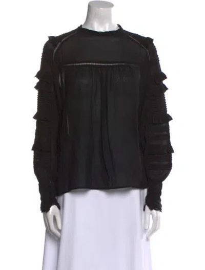 Pre-owned Isabel Marant Silk Mock Neck Blouse In Black