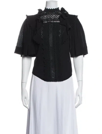 Pre-owned Isabel Marant Silk Mock Neck Blouse In Black