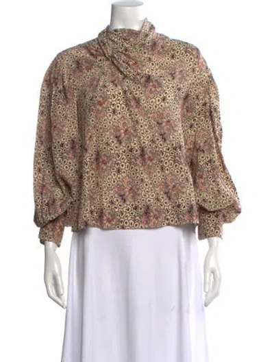 Pre-owned Isabel Marant Silk Mock Neck Blouse In Neutral