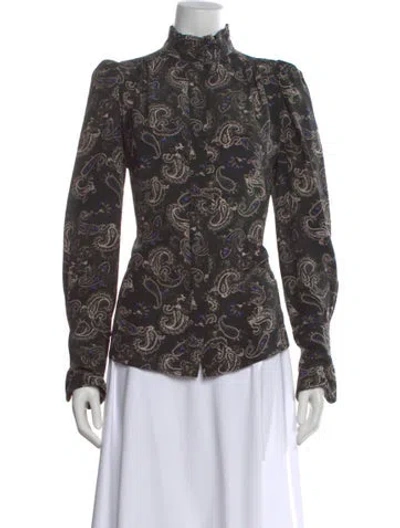 Pre-owned Isabel Marant Silk Paisley Print Blouse In Black