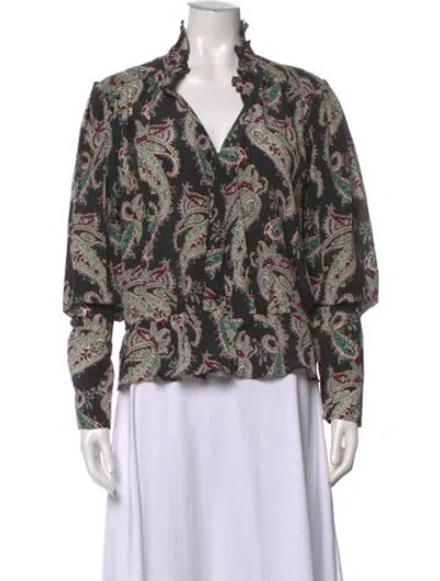 Pre-owned Isabel Marant Silk Paisley Print Blouse In Black