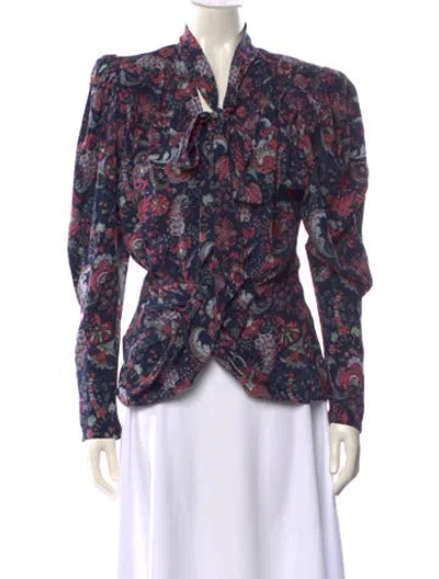 Pre-owned Isabel Marant Silk Paisley Print Blouse In Blue