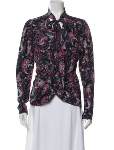 Pre-owned Isabel Marant Silk Paisley Print Blouse In Blue