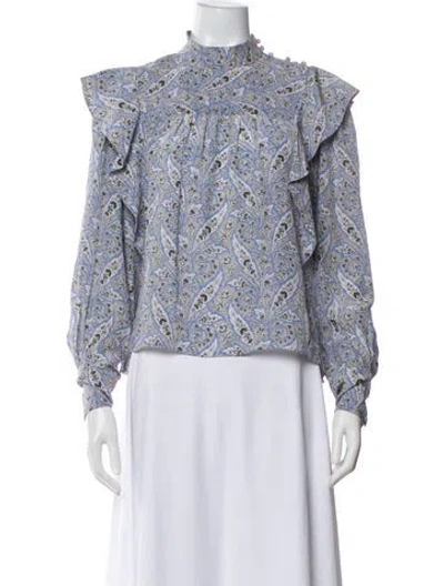 Pre-owned Isabel Marant Silk Paisley Print Blouse In Blue