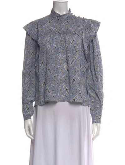 Pre-owned Isabel Marant Silk Paisley Print Blouse In Blue